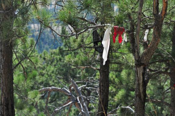 Homenagens indígenas, muito comum na mata ao redor da Devil's Tower, em Wyoming, nos Estados Unidos